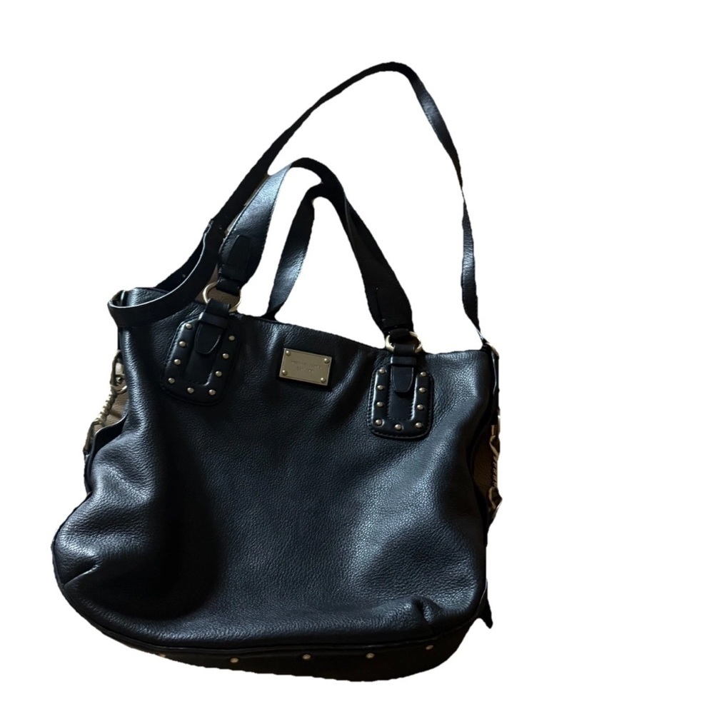 Michael Kors BIG VALLEY Large NS Tote Bag BLACK Leather Gold Tone Handbag